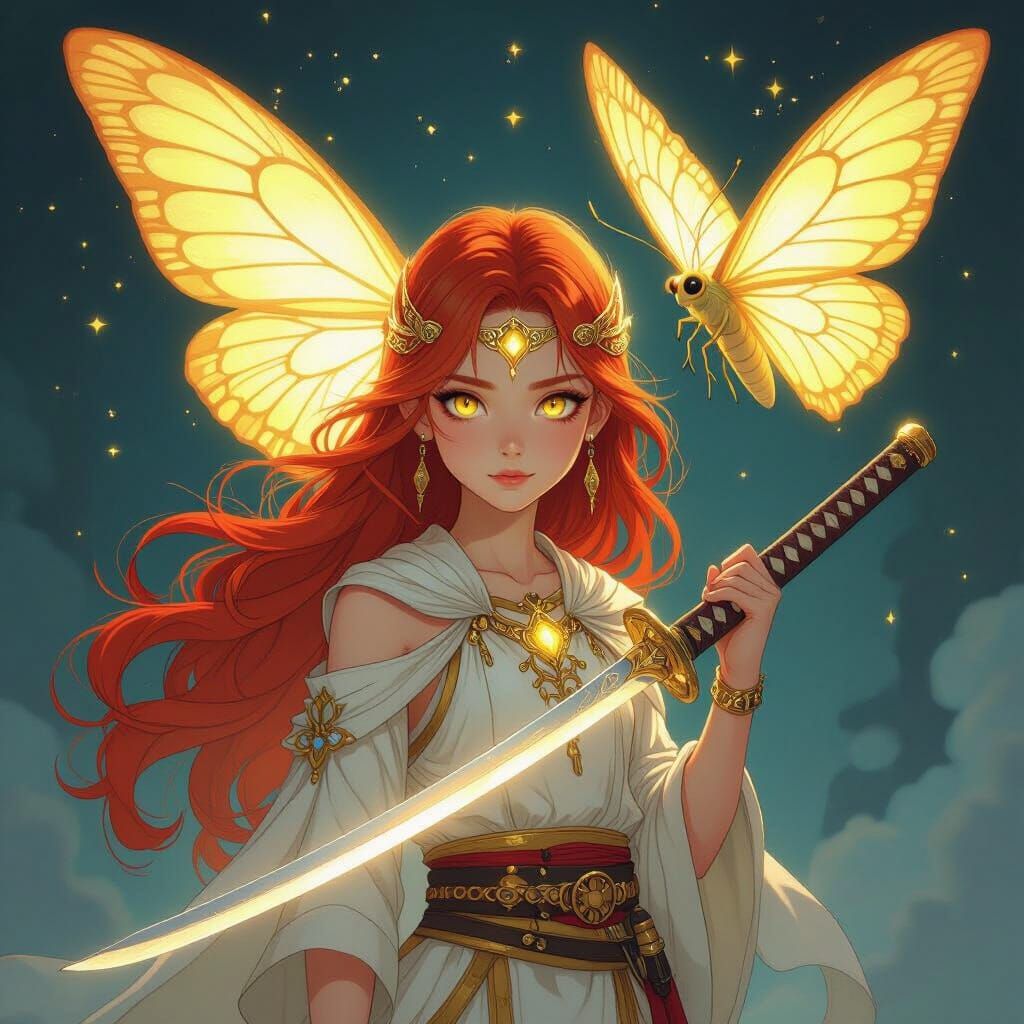 Adara, Olympian Goddess of Light and Unity, with Katana