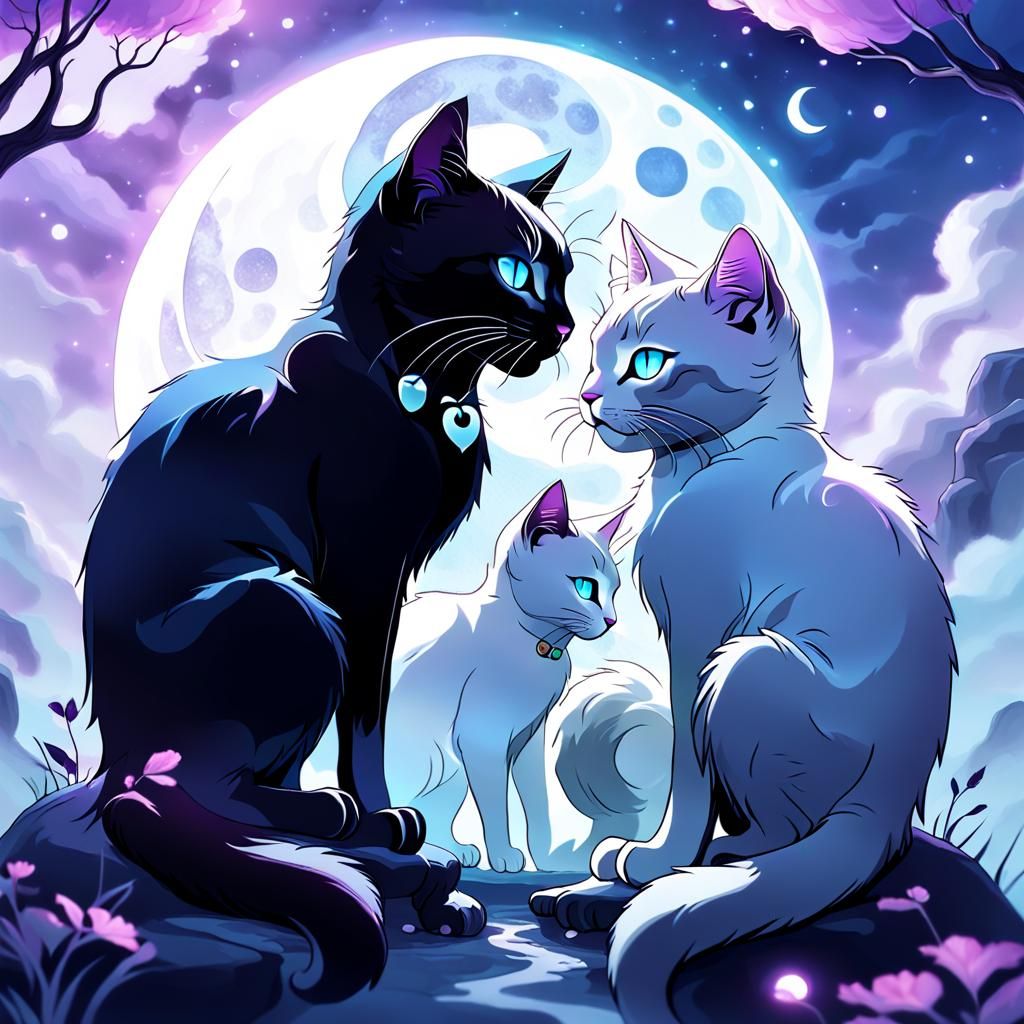 Yin Yang Cats in Surreal Fantasy Art