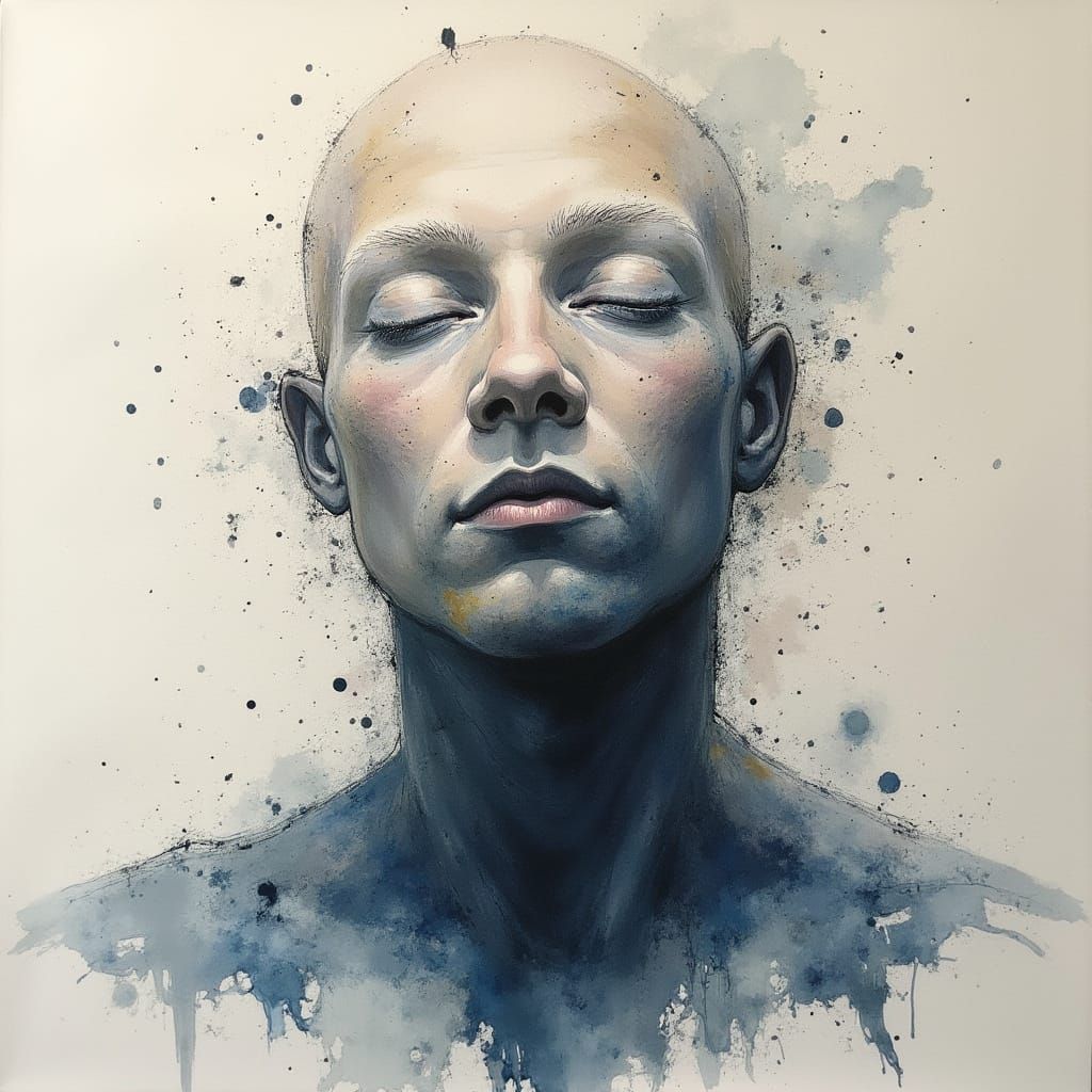 Textured Watercolor Painting with Moody Melancholy