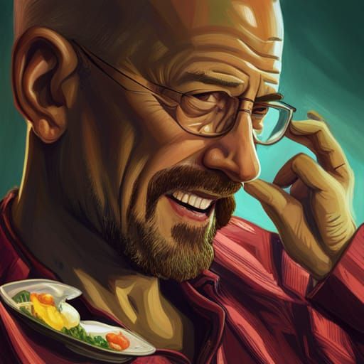 Walter White Laughing and Eating Salad