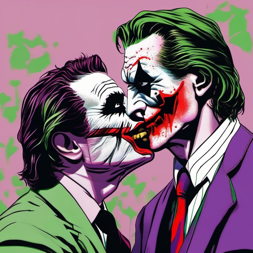 Patrick Bateman and The Joker Kissing