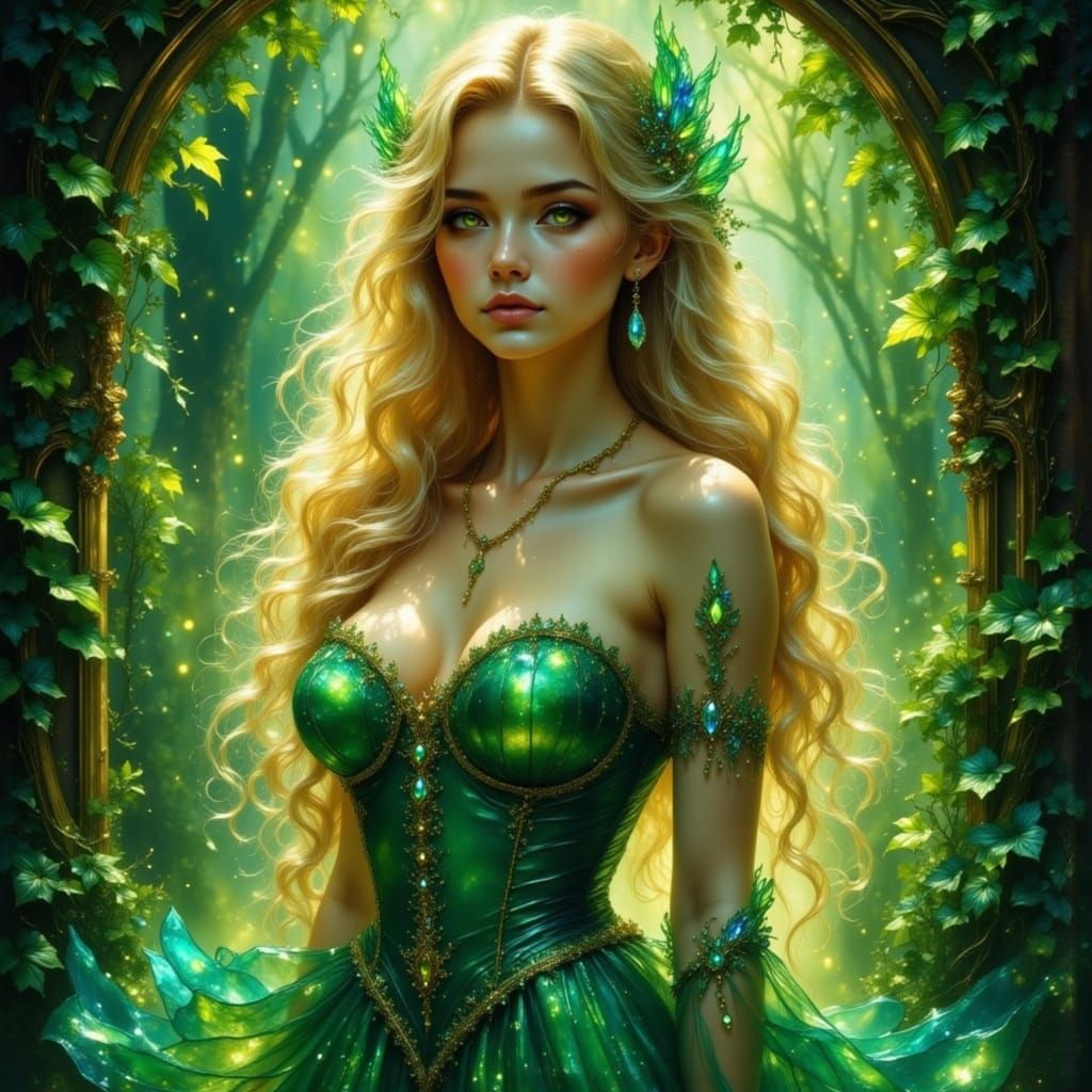 Ethereal Enchantress in Golden Forest