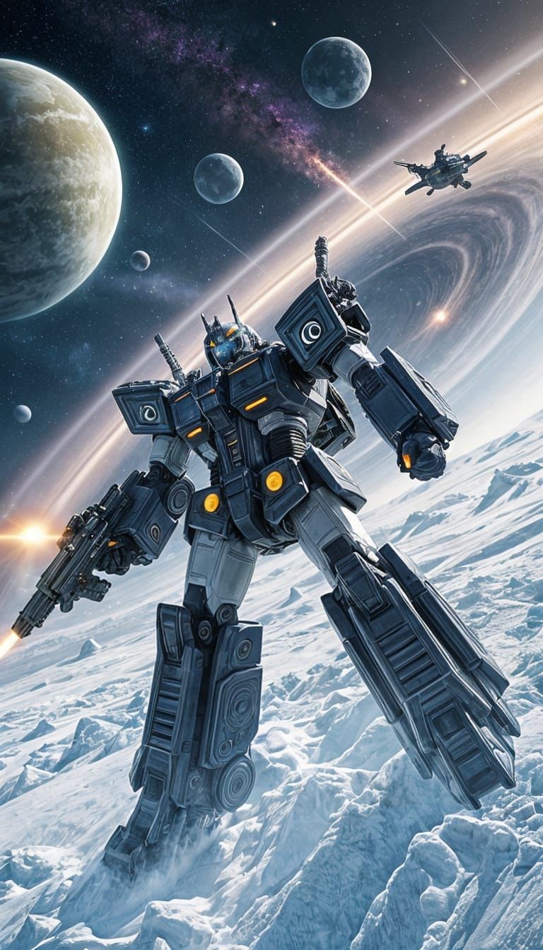 Optimus Prime Battles in Saturn's Rings: Hyperrealistic Art