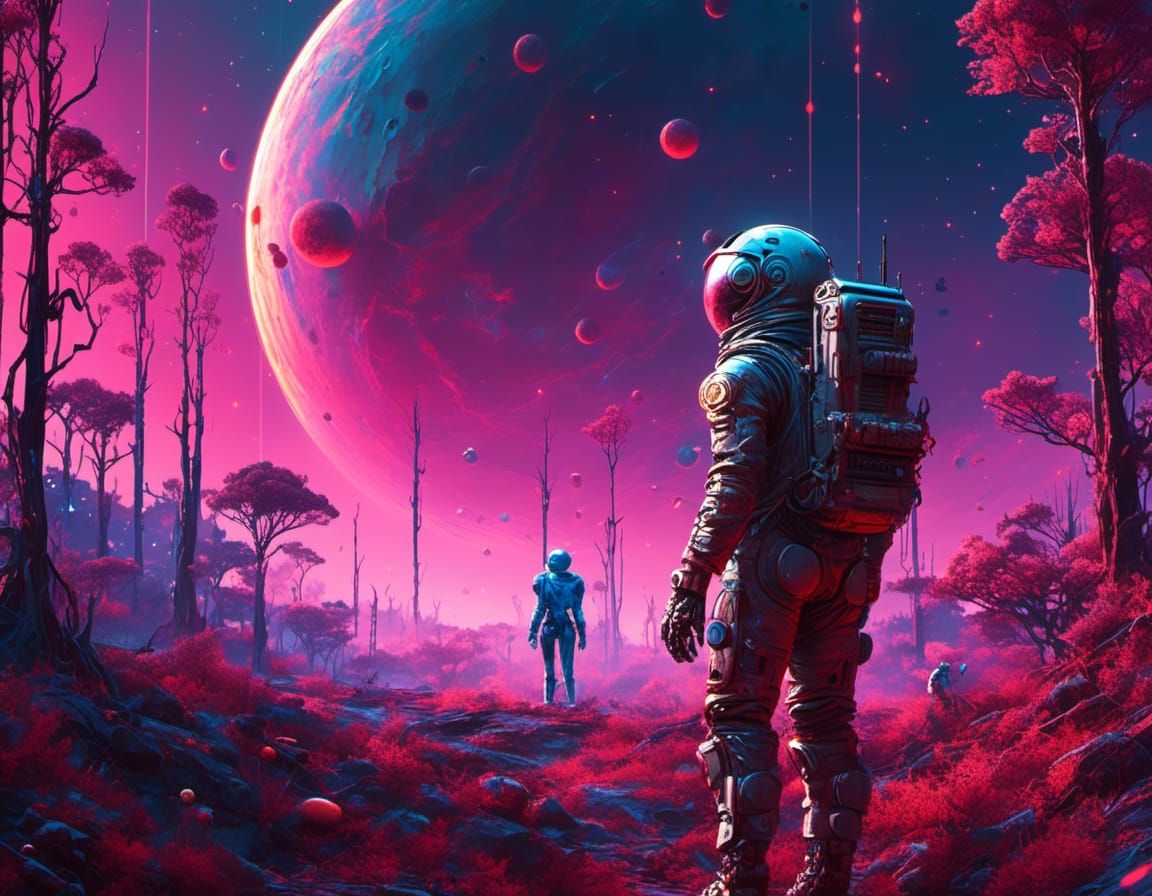 Victorian Cyborg Astronaut on Alien Planet