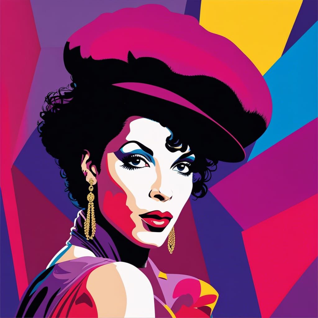 Raspberry Beret Pop Art in Nagel Style