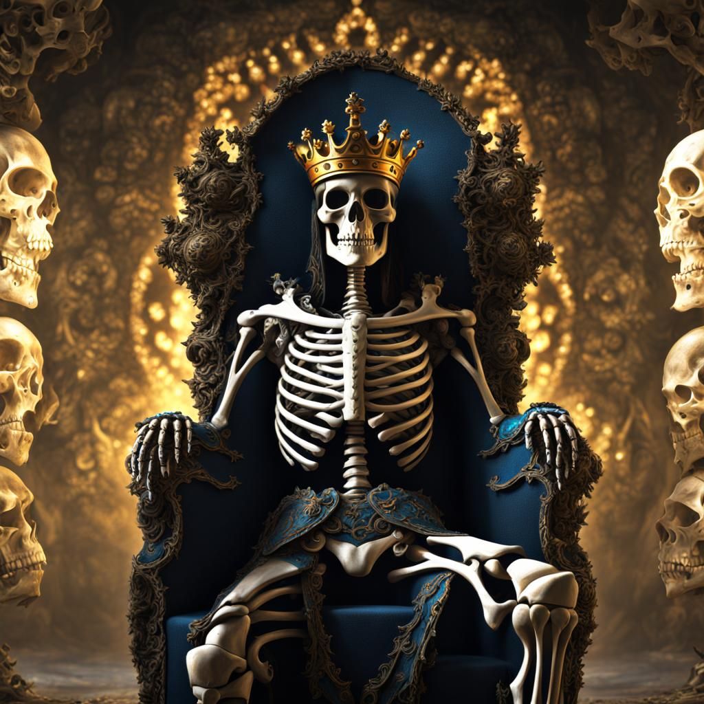 Fractal Skeleton King in Expressionist Action Painting