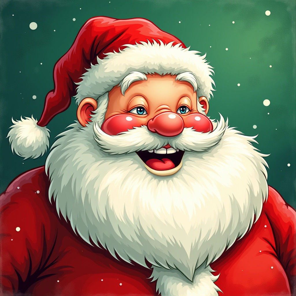Festive Cartoon Santa Claus Sticker Art