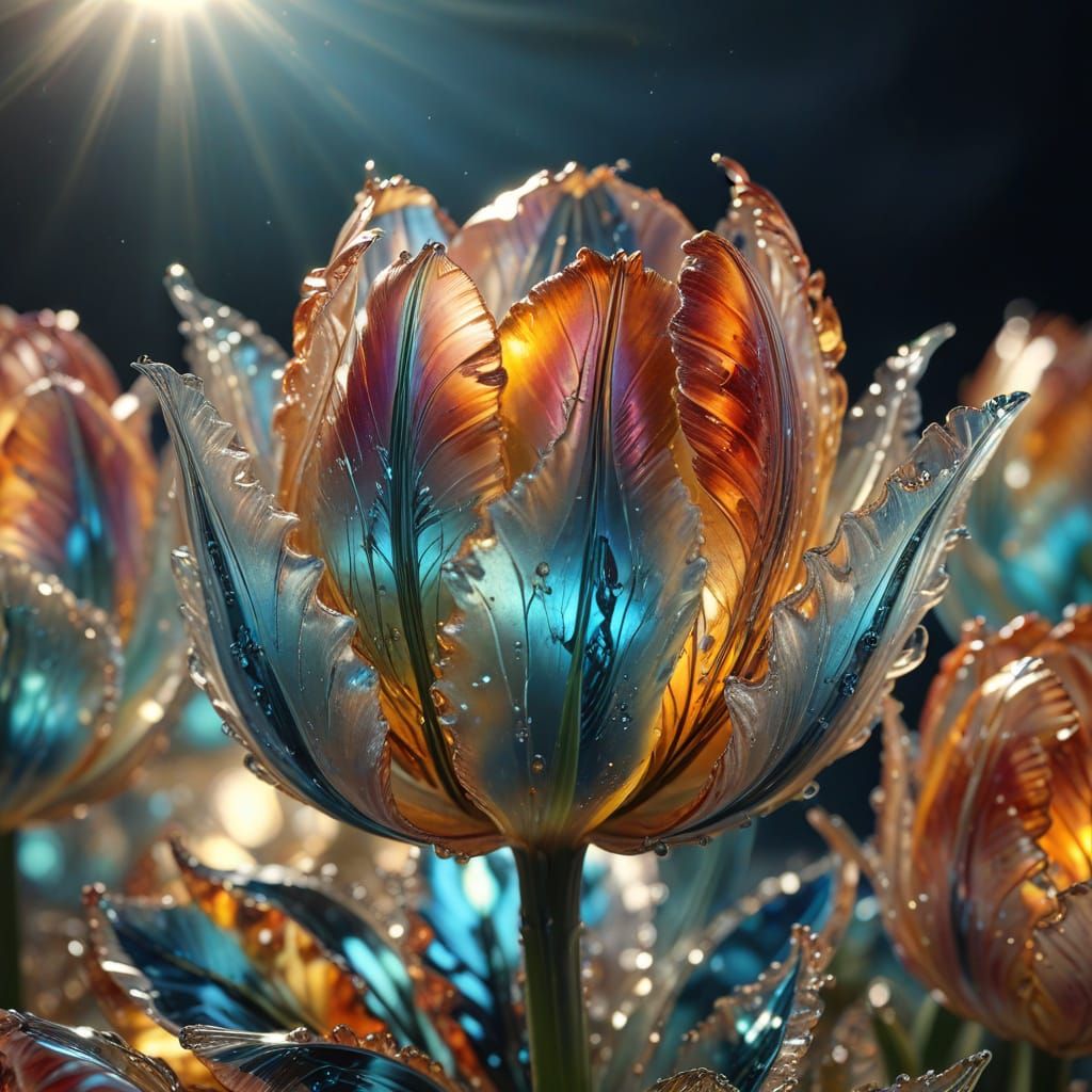 Crystal Tulip in Dreamlike Hyper-Realistic Style