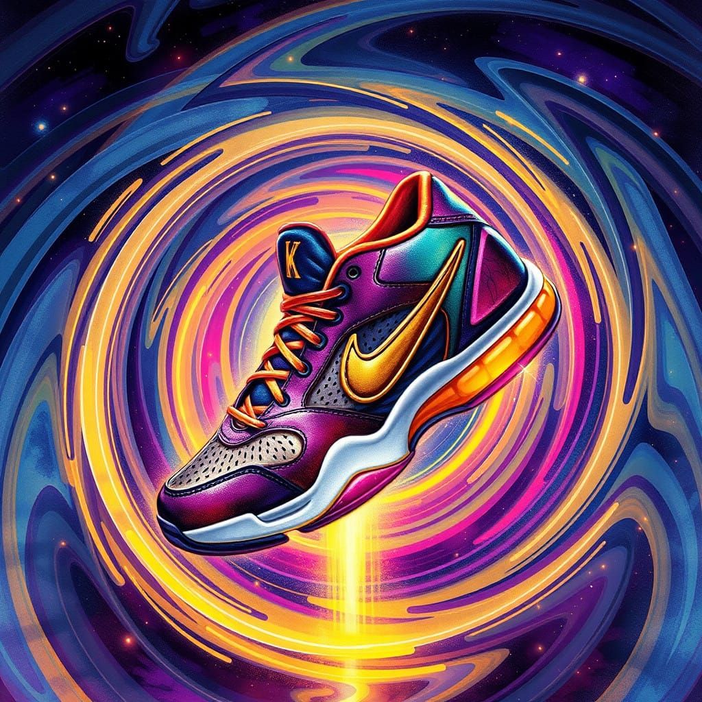 Kobe Bryant Lakers Cosmic Sneakers in Vibrant Holographic St...