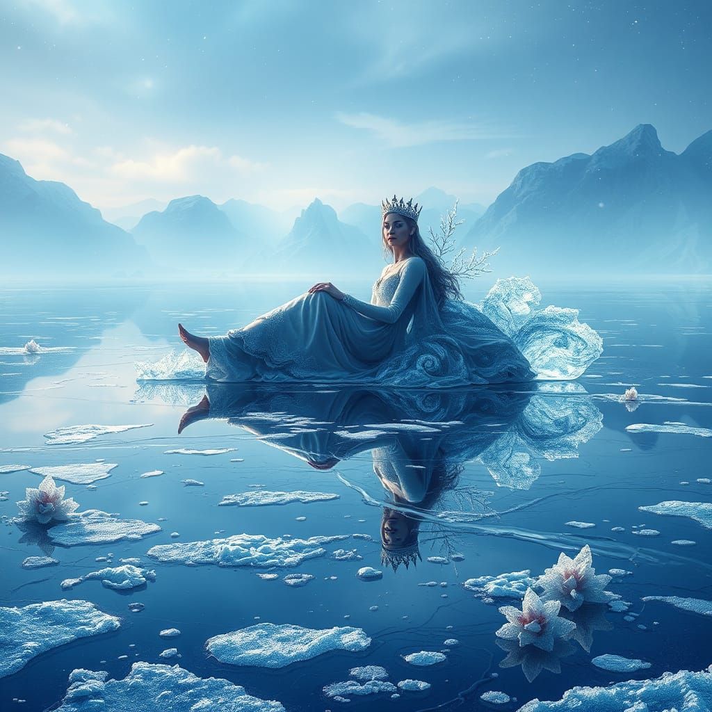 Ice Queen on Frozen Lake: A Matte Painting
