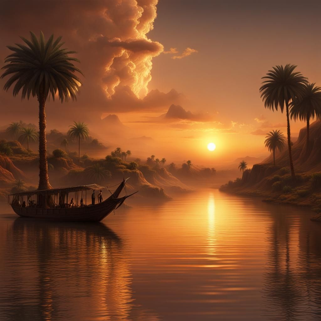 Epic Sunset Over the River Nile