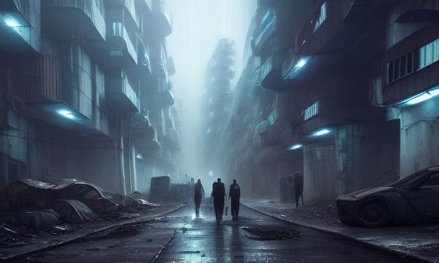 Dystopian City Slums in Solarpunk Style