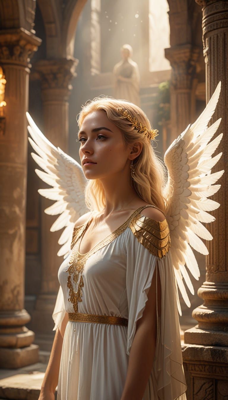 Angel in Ancient Temple Digital Matte Painting