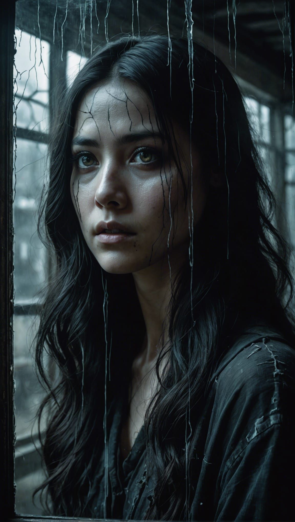 Ethereal Bioluminescent Apparition in Ominous Abandoned Buil...