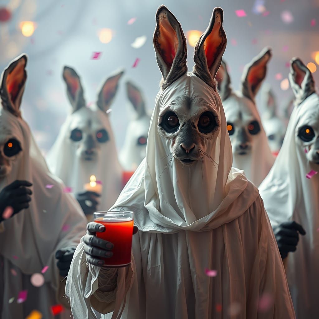 Haunted New Year's Party with Ghostly Figures