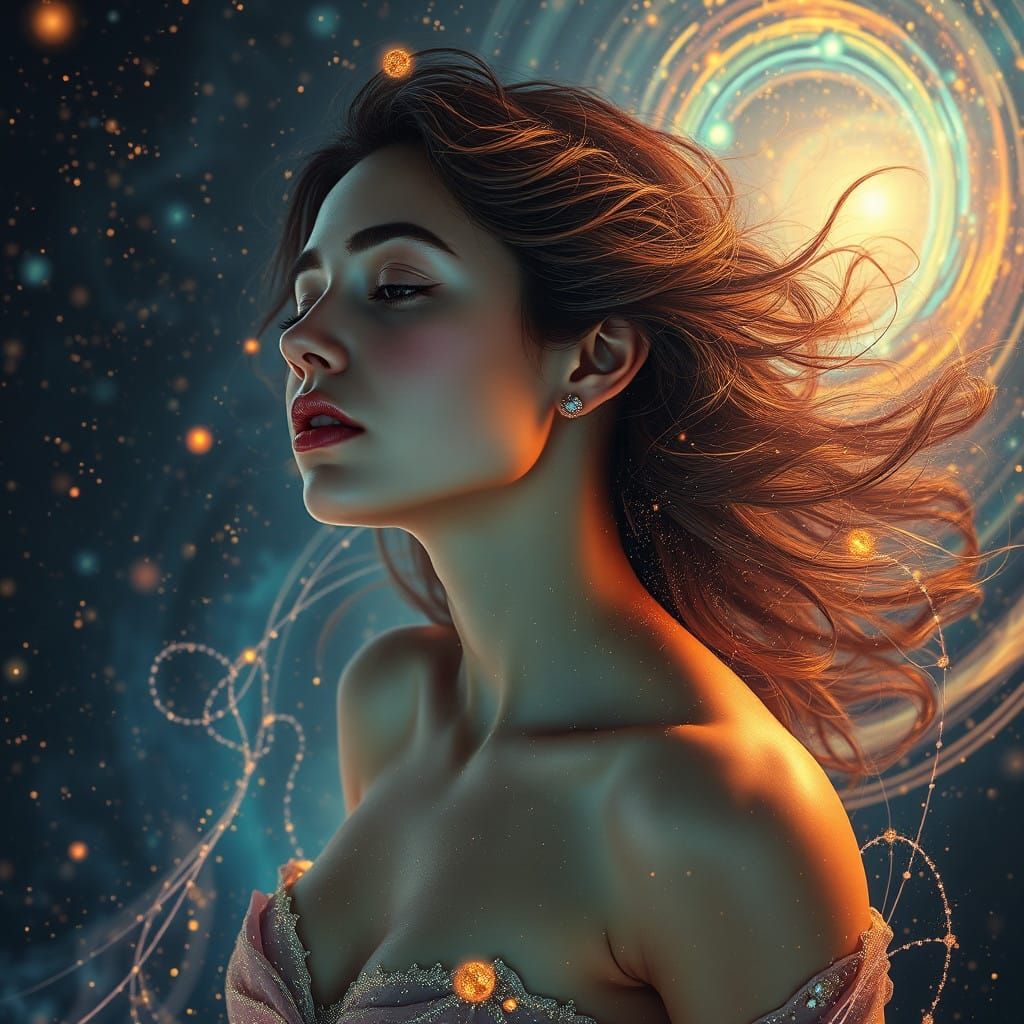 Cosmic Goddess in Celestial Ballet