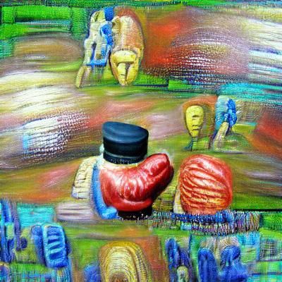 Boxing Match in Expressionist Neo-Impressionist Style