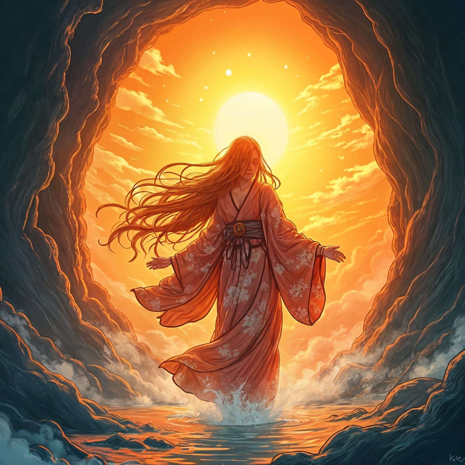 Sun Goddess Amaterasu Blazes Out in Vibrant Anime Style