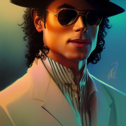 Michael Jackson in Neon Noir Concept Art