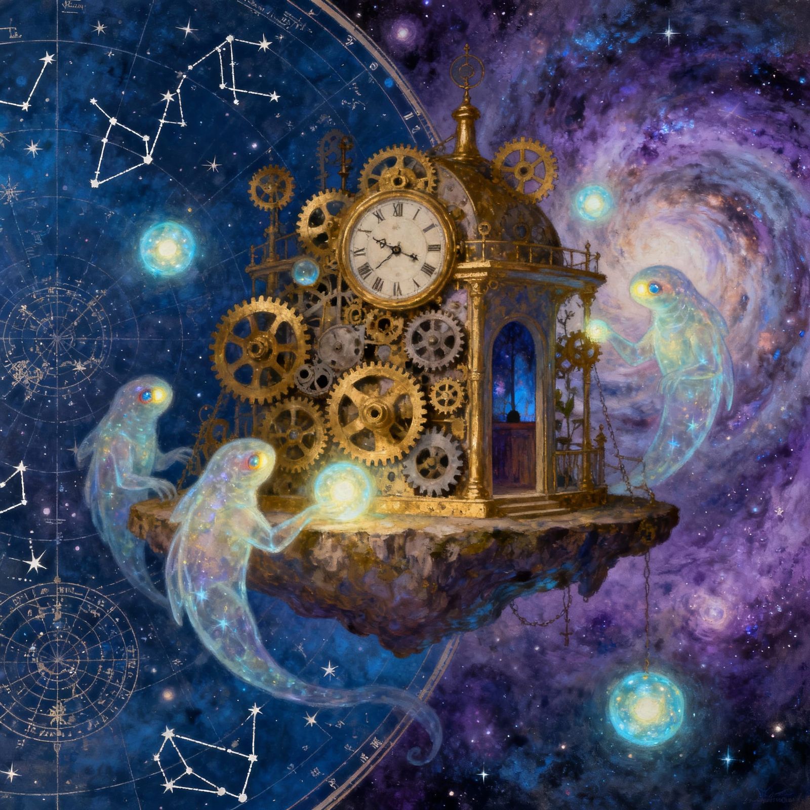 Gravity-Defying Clockwork Hideout in Cosmic Nebulae