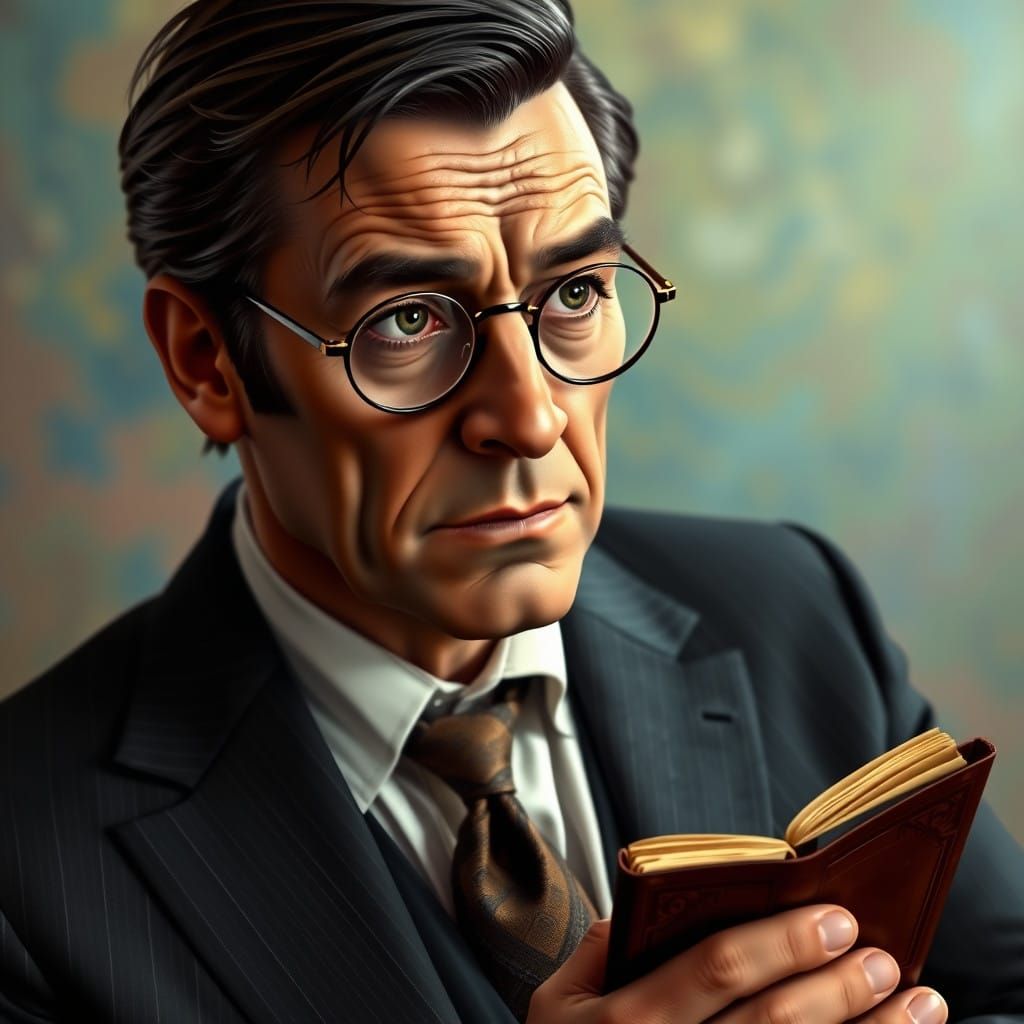 Refined Intellectual in Dark Suit