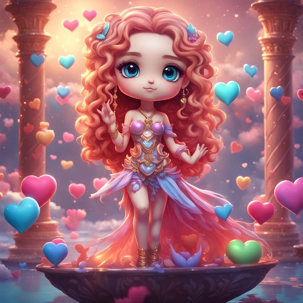 Chibi Aphrodite's Date: A Detailed Matte Painting