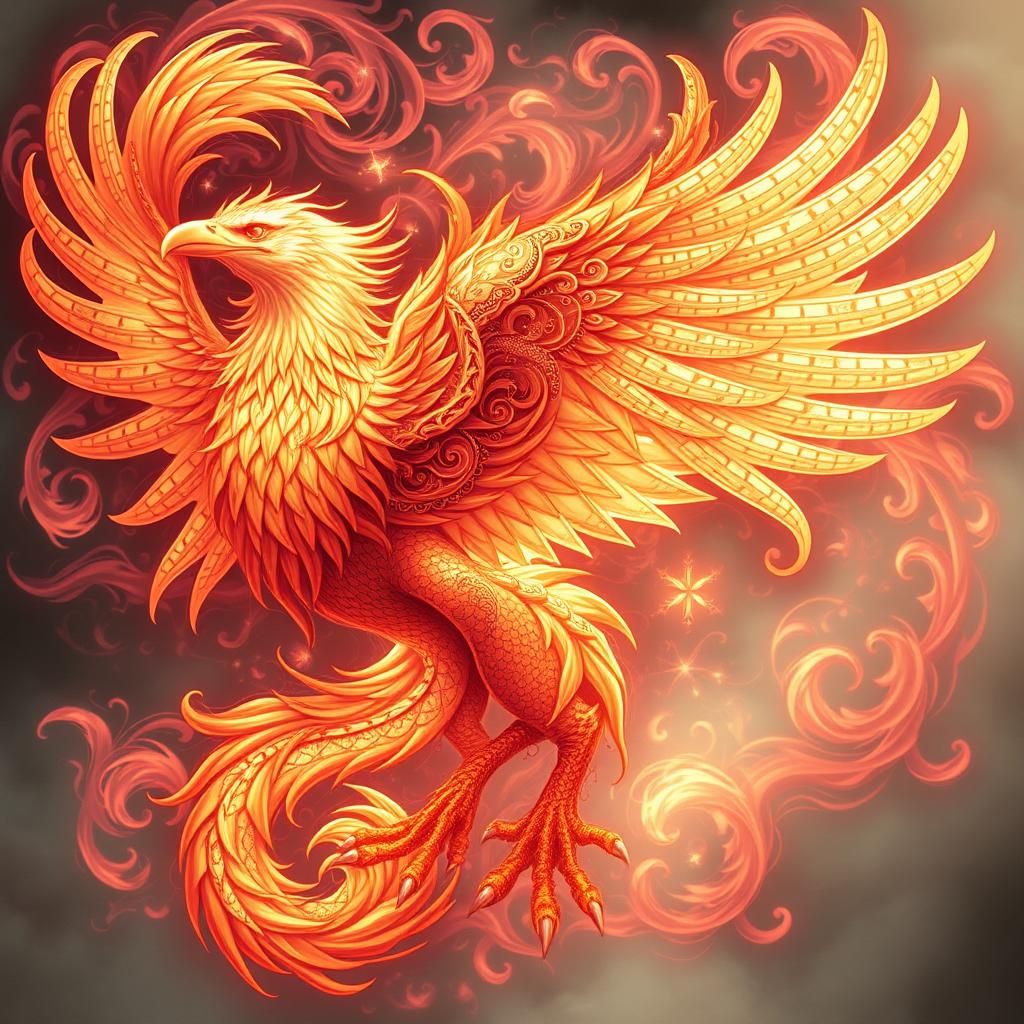 a siren , a phoenix ,an eagle, a dragon in beautiful detail ...