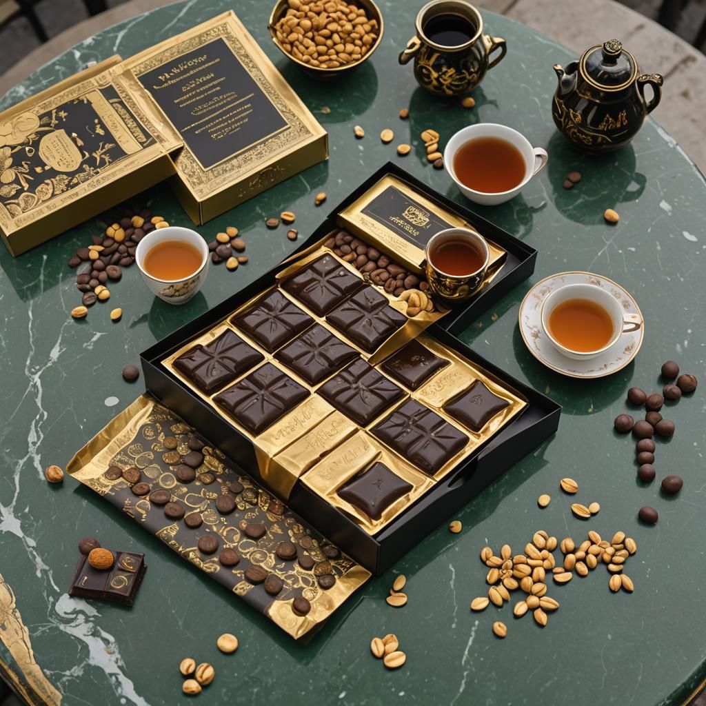 Decadent Chocolate Bars Spill from Ornate Box