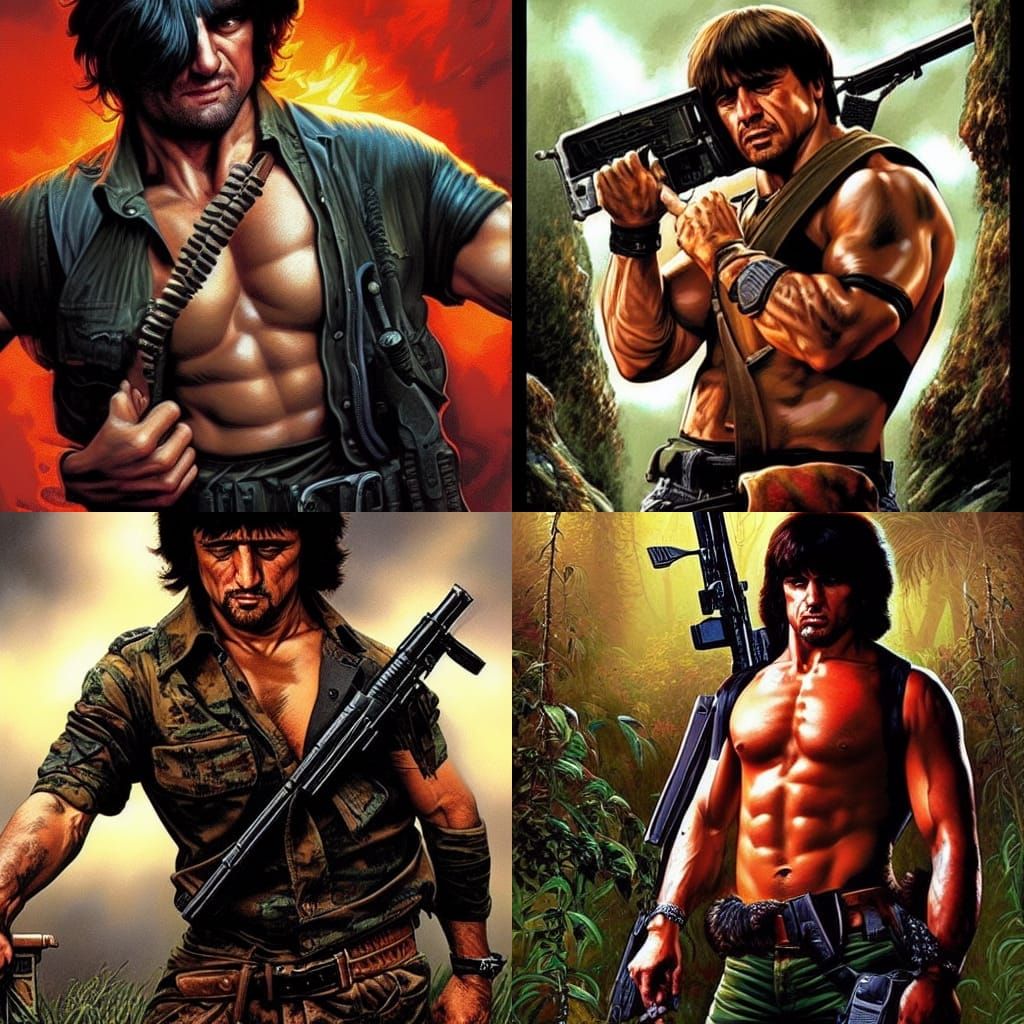 Medvedev as Rambo in Comic Book Art