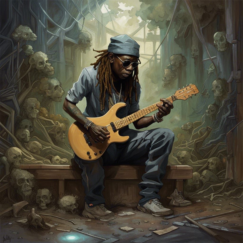 Lil Wayne Guitar Solo in Sci-Fi Style
