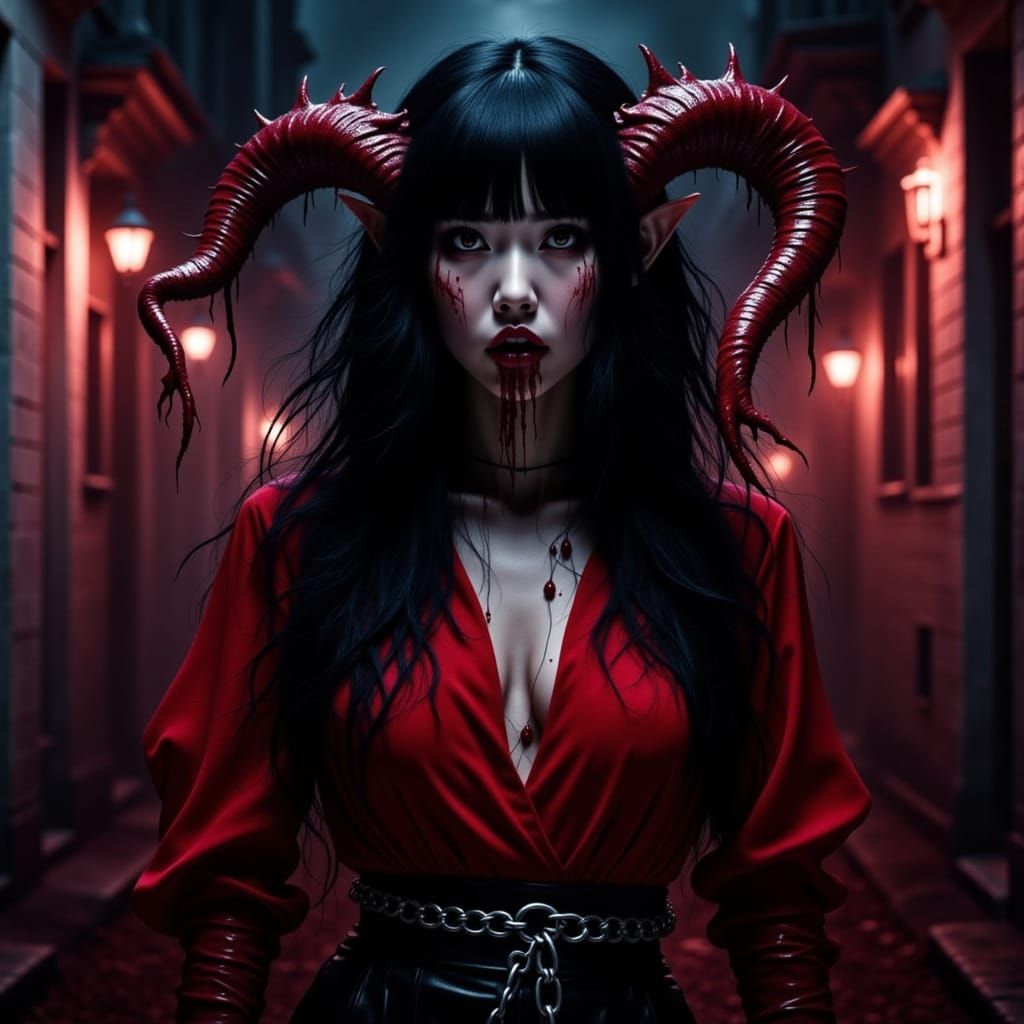 Vampire Demon Hybrid with Horns in Horrorcore