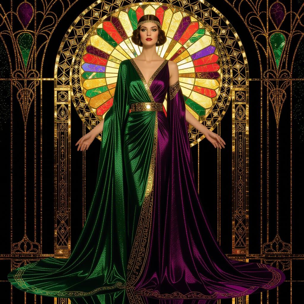 Jewel-Toned Fabrics in Art Deco Nouveau Style