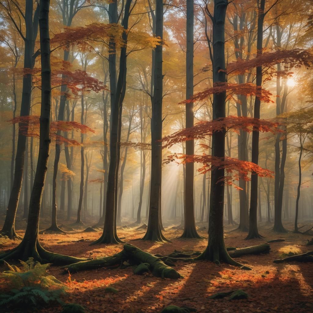 Vibrant Autumn Forest Landscape Photography