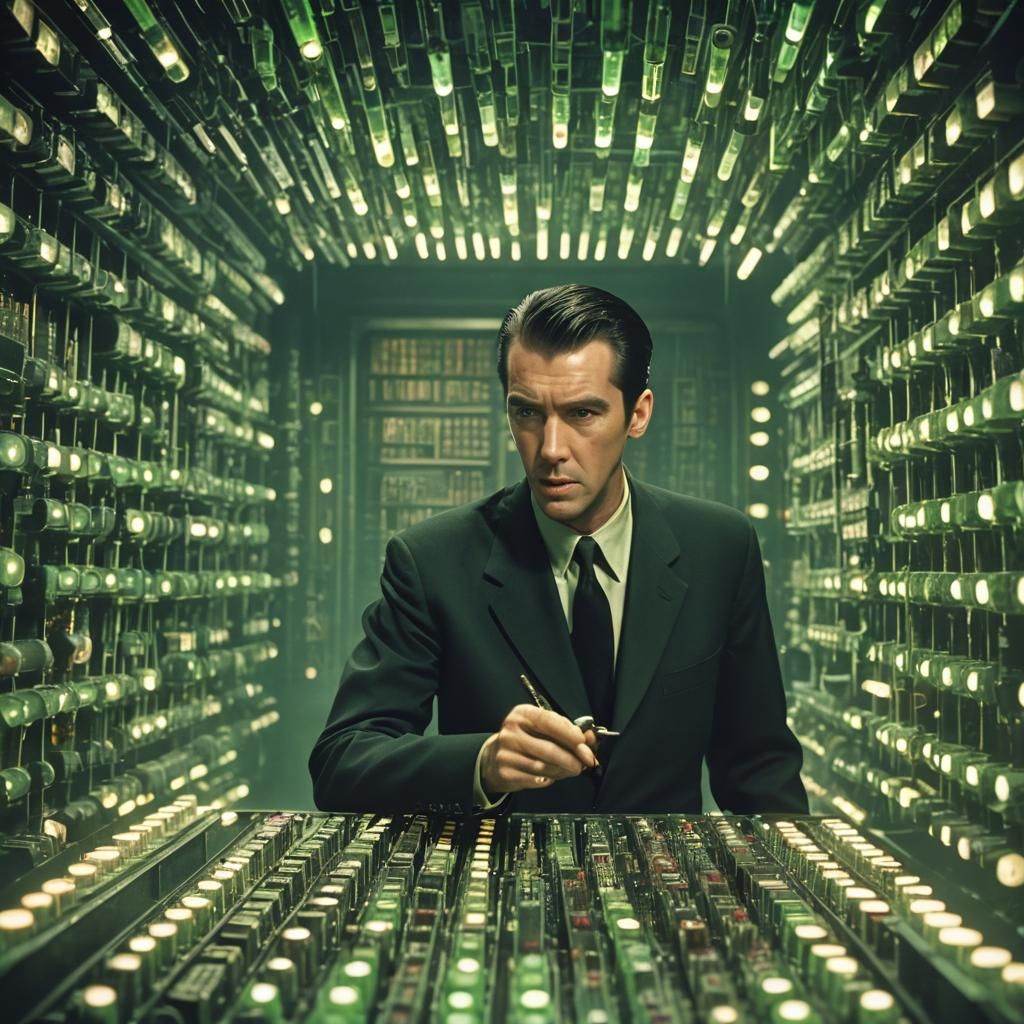 Jimmy Stewart as Neo in 1960s Matrix