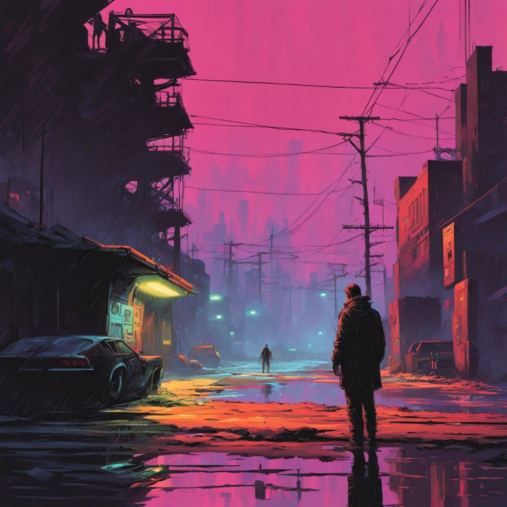 Cyberpunk Scene in Dark, Gritty Realism