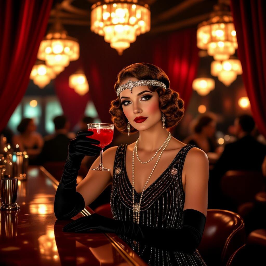 1920s Speakeasy Scene with Glamorous Woman