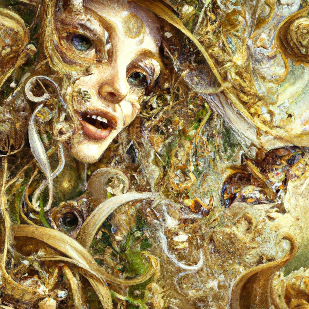Golden Pearlesque Filigree: Hyperdetailed Digital Art