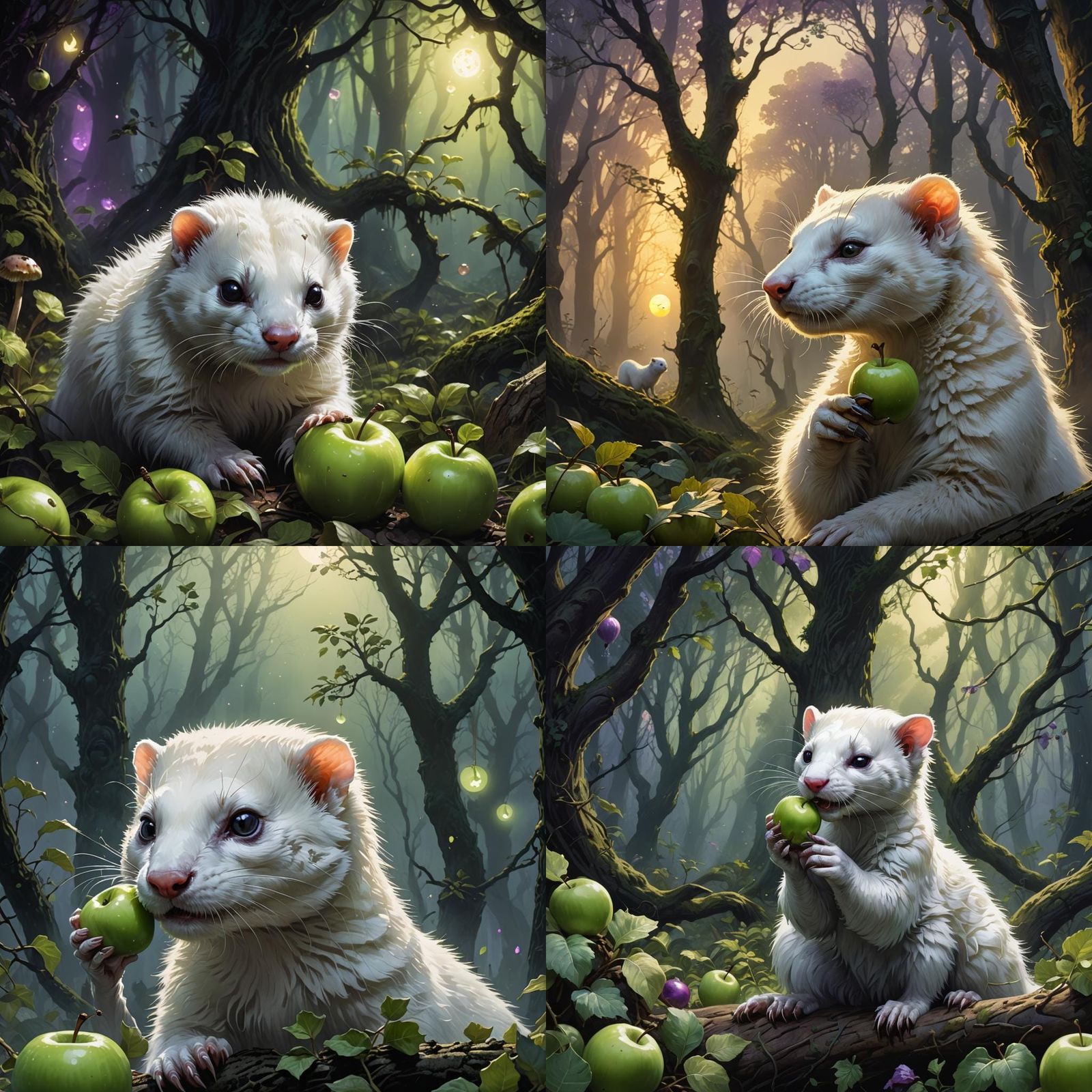 Ferret Enjoys Apple: Dark Fantasy Concept Art