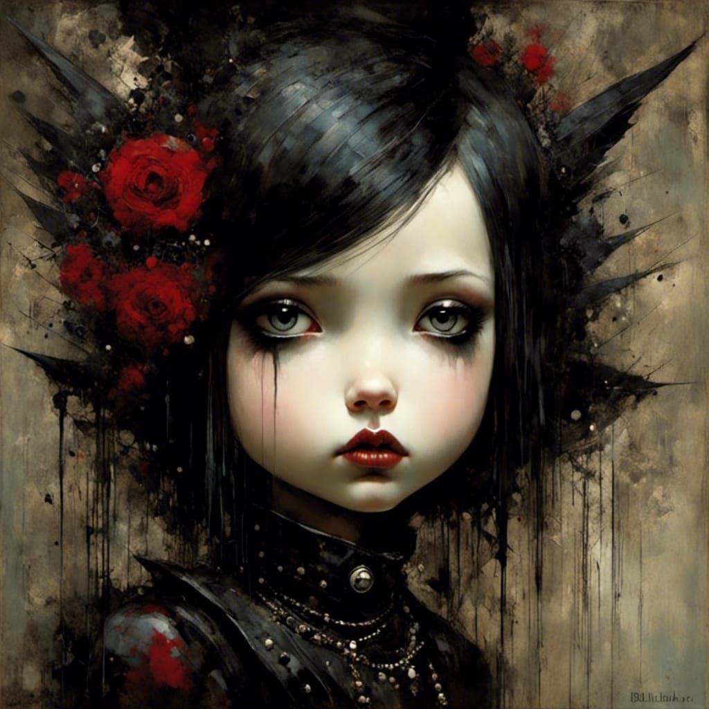 Goth Punk Girl in Art Brut Style