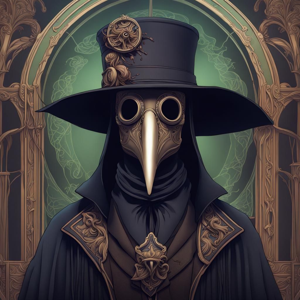 Art Nouveau Plague Doctor in Detailed Matte Painting