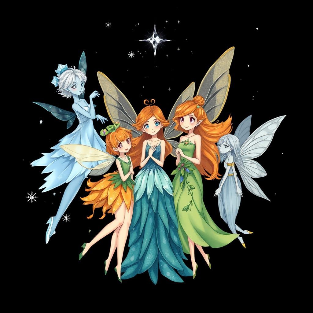 Fairies Gathered in Anime Style