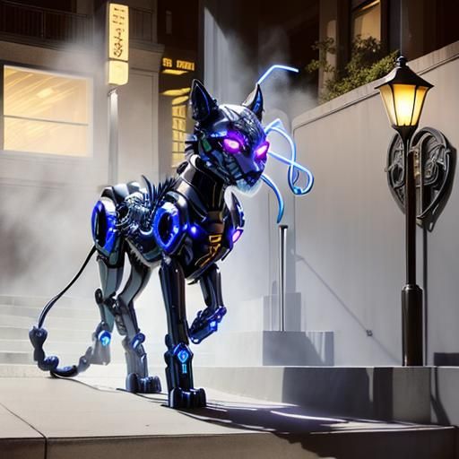 Cybernetic Panther in a Dark City