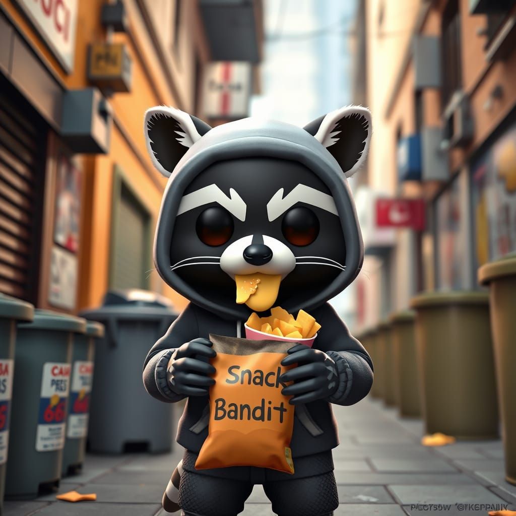 Funko Pop Raccoon Snack Bandit in Anime Style