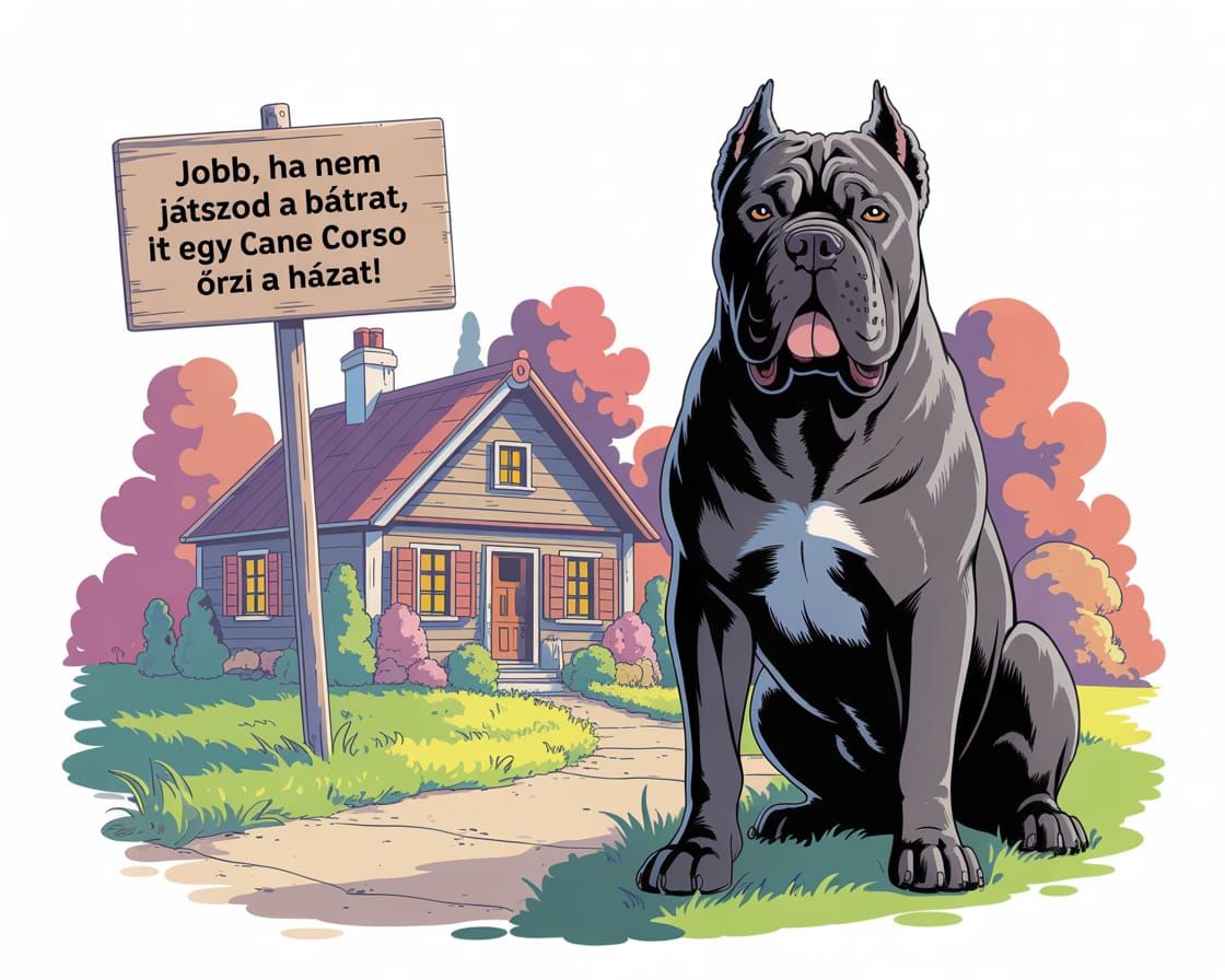 Cane Corso Guard Dog Anime Illustration