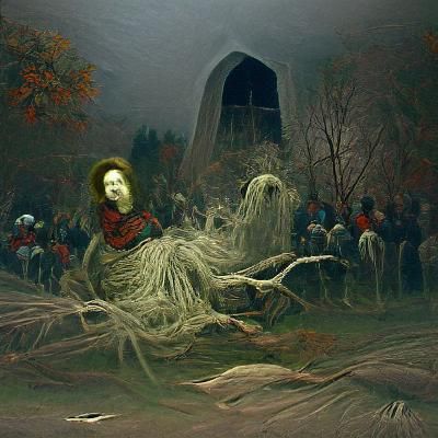 Haunted Willow Tree in Gothic Horror Style