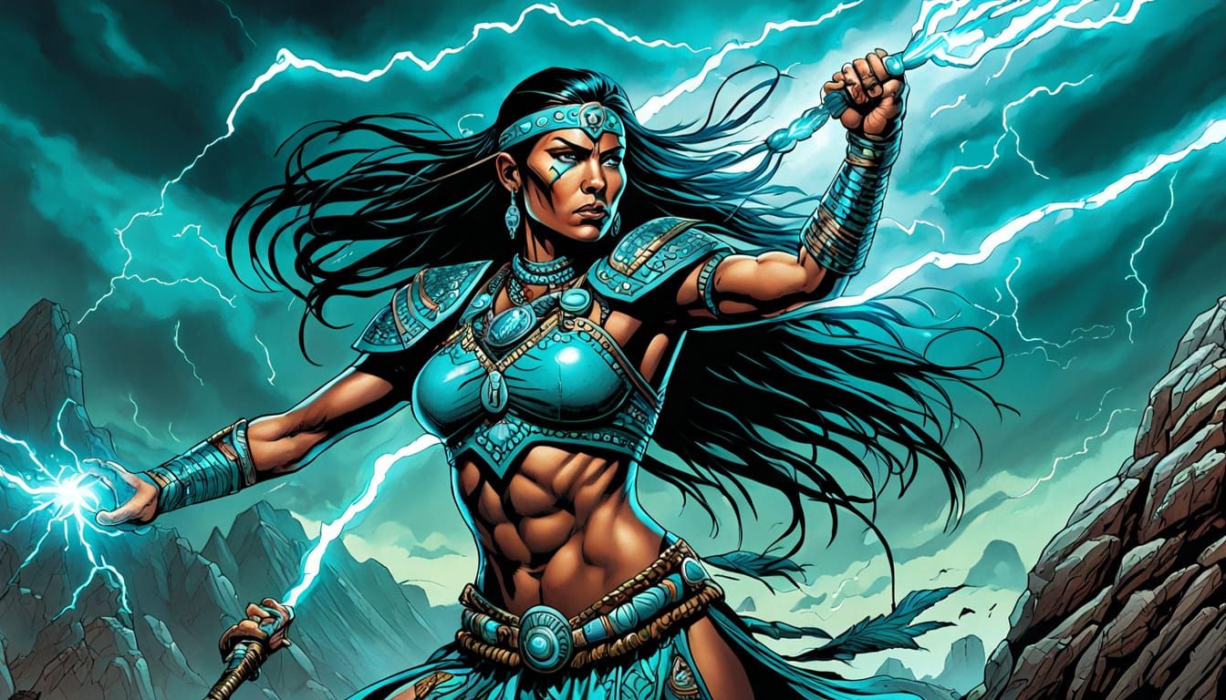 Native American Warrior Woman in Epic Fantasy Art