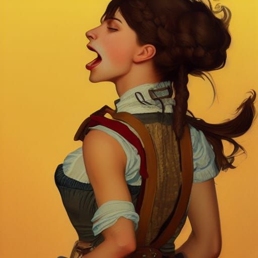 Woman in Lederhosen: A Digital Art Piece