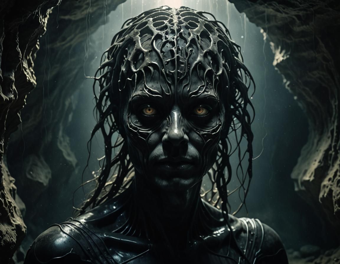 Eerie Underwater Portrait in Dark Surrealist Style