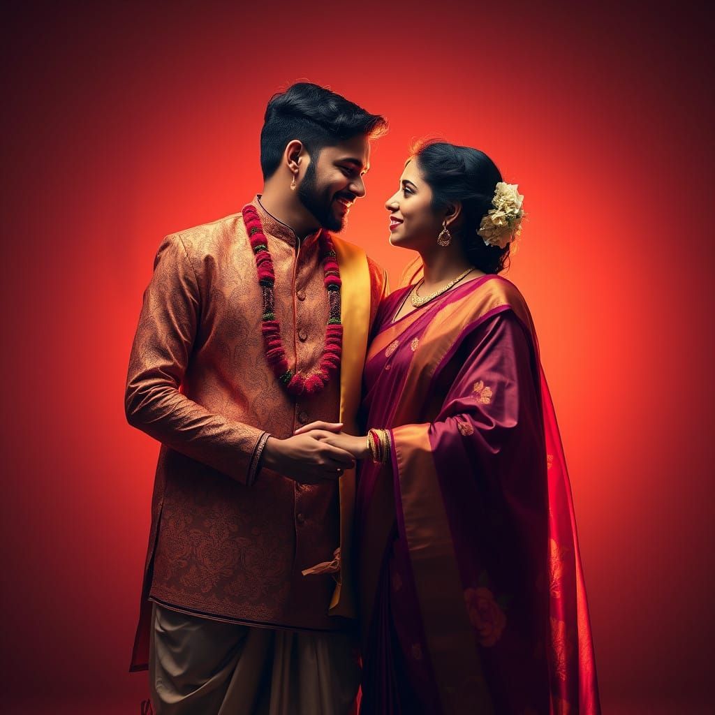 Loving Couple in Traditional Attire