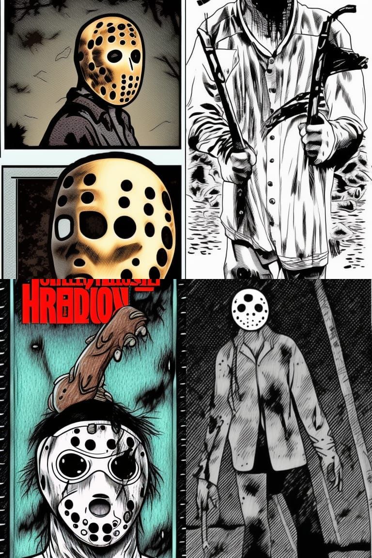 Jason Voorhees in Manga Horror Sci-Fi Style
